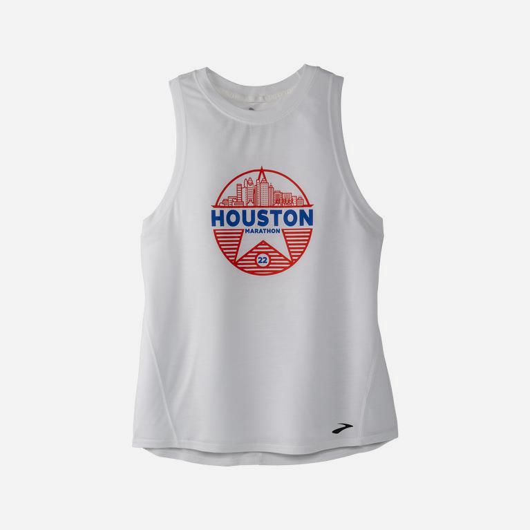 Regata De Corrida Brooks Houston22 Distance Graphic Feminino Brasil - Branco (72145WFPE)